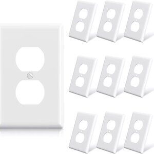 ELEGRP Duplex Receptacle Wall Plate, 1-Gang Mid Size Wall Outlet Covers, 10PKS